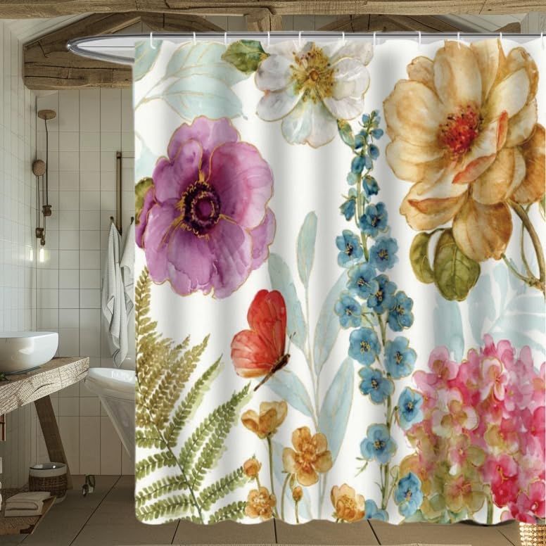 Big Colourful Flowers Shower Curtains for Bathroom โ image 5