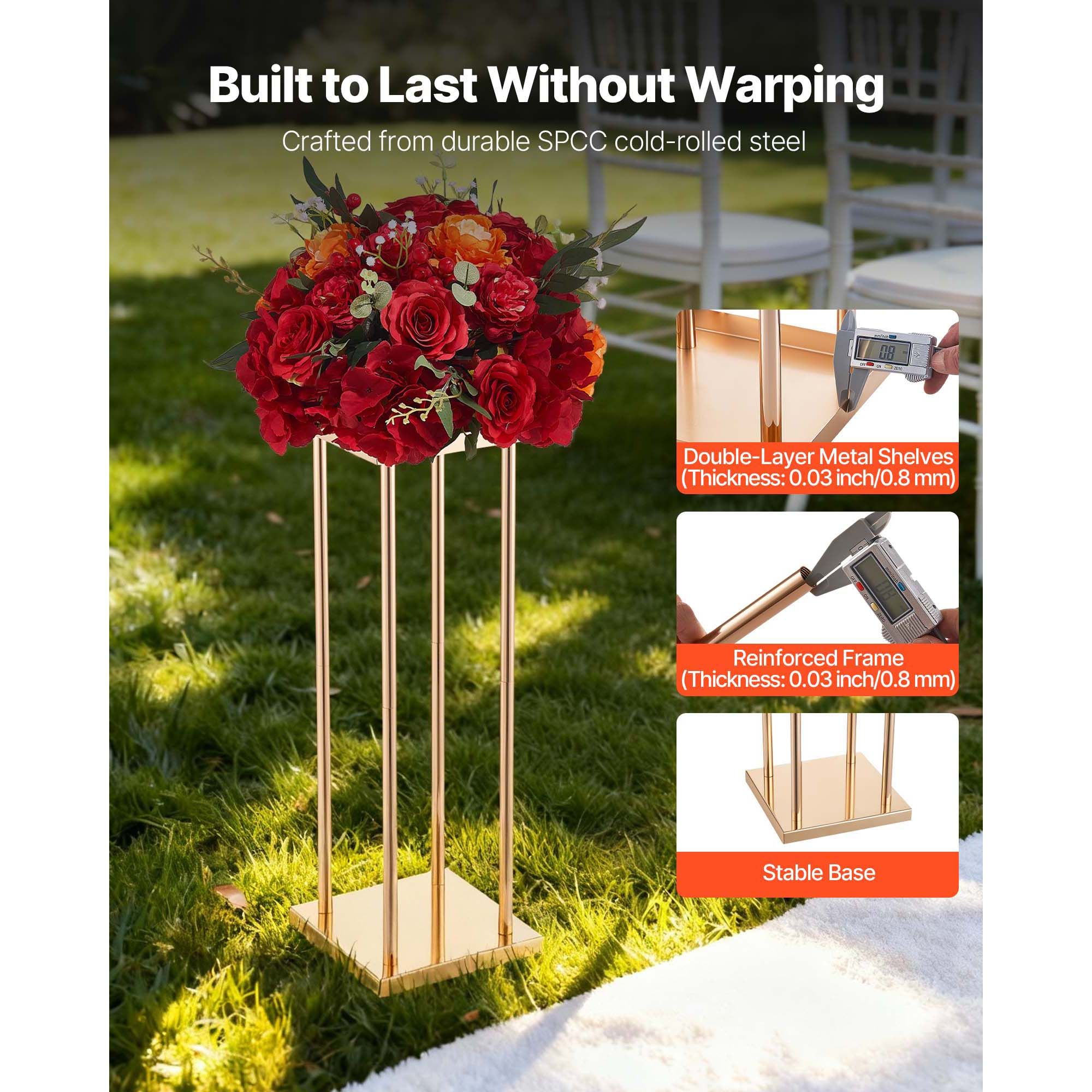 Wedding Flower Stand, 10PCS 60cm Column Flower Stand, Floral Stands with Metal Laminate, Cylindrical Cubic Floral Display Rack for Wedding, Party, Birthday — image 3