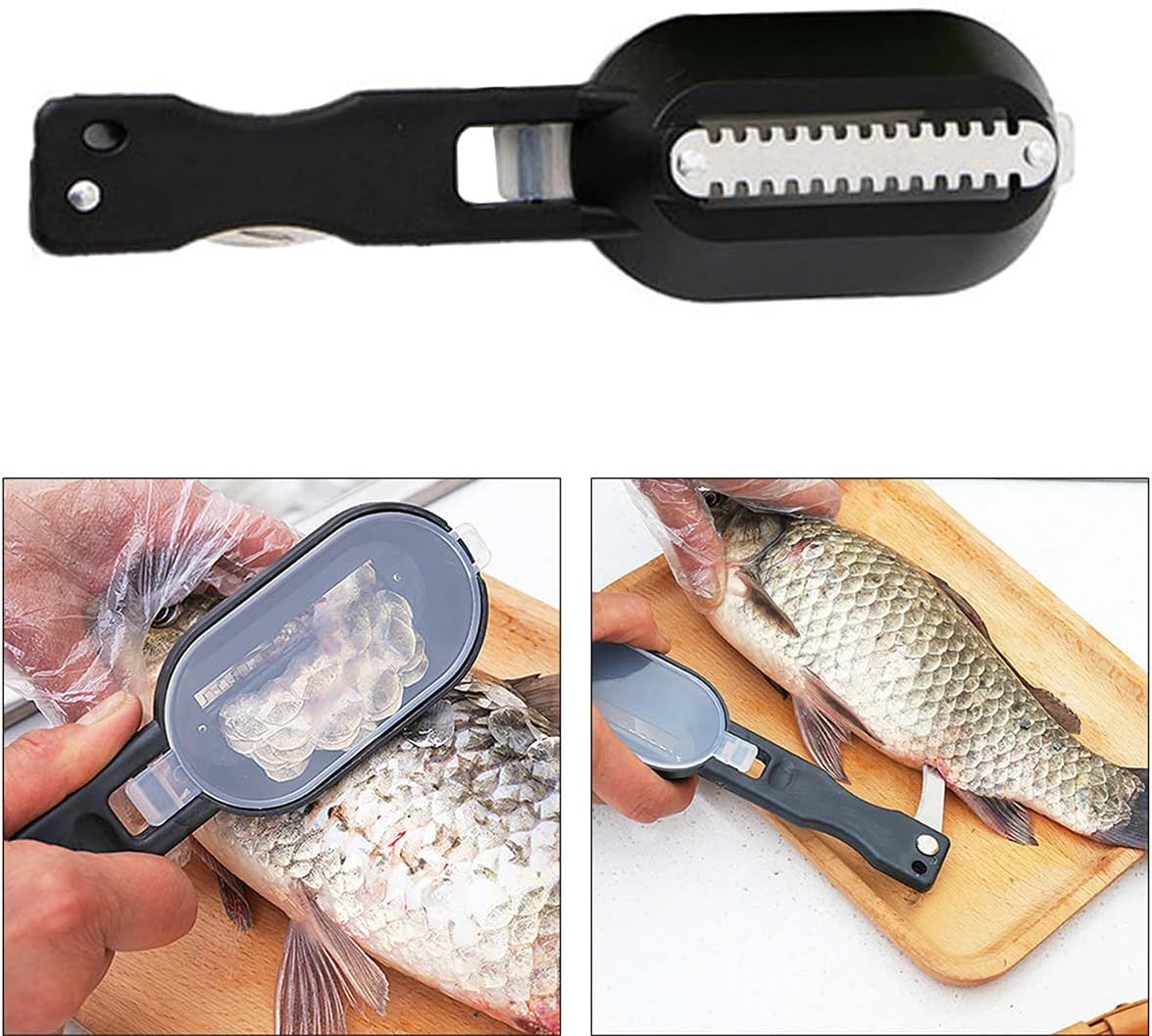 2 in 1 Plastic Fishing Scale Brush Built-in Fish Cutter Fish Skin BrushFish Scaler Fillet Knife Fish Cleaning Tools (3pcs) — image 5