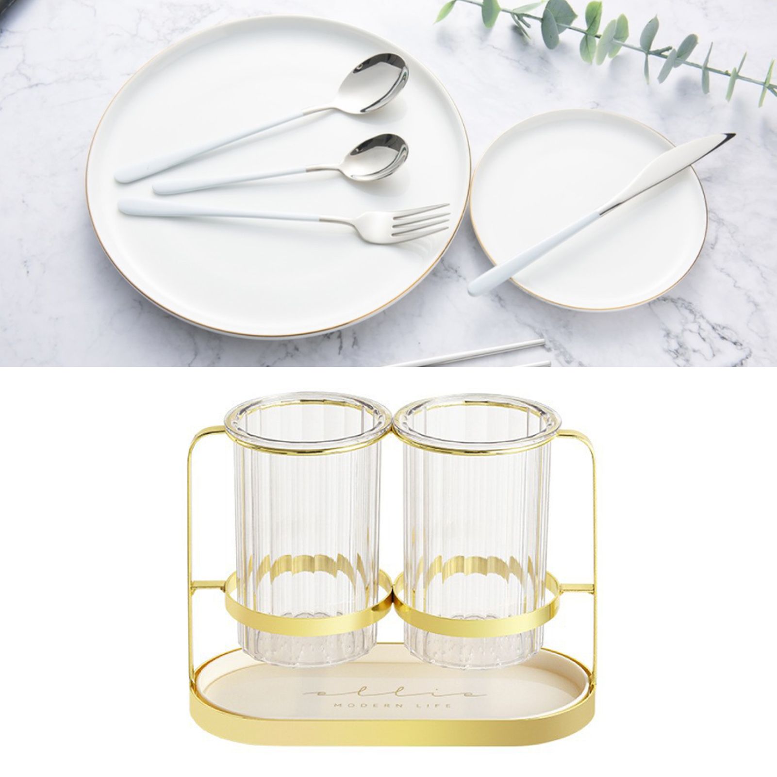 Chopsticks Drying Holder Iron PET Transparent Chopsticks Drying Caddy for Spoons Kitchen Platinum โ image 5