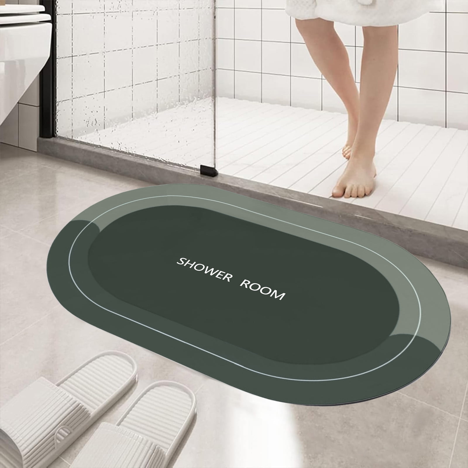 Oval Bathroom Rugs, Extra Soft Absorbent Bath Mat, 15.7"x23.6" Quicker Dry Washable Bath Mats for Bathroom, Tub and Shower, Non-Slip Bathroom Rug Black — image 6
