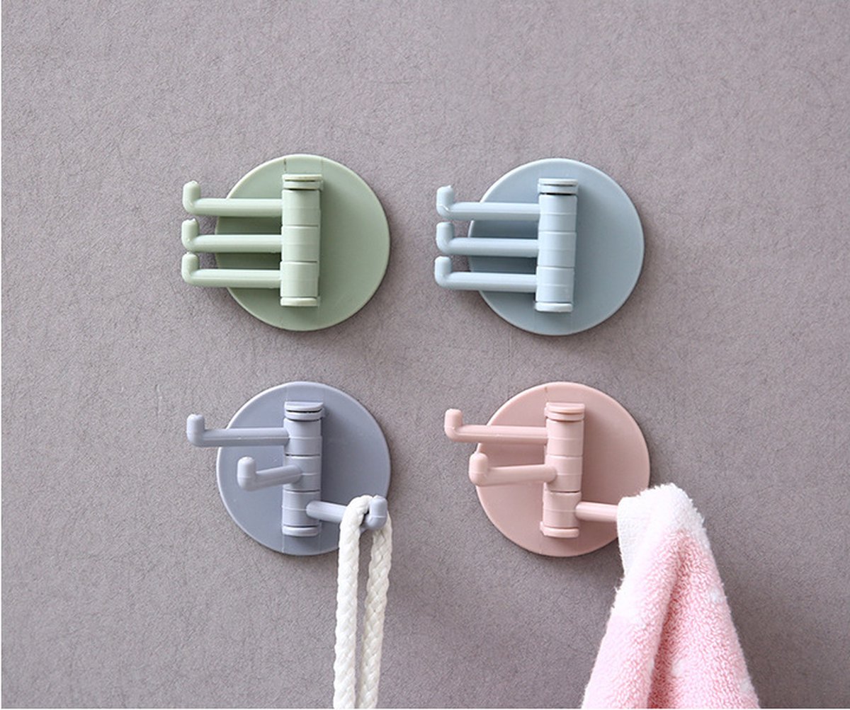 Self-Adhesive Wall Hooks | Towel Hook | Cutlery Hook | Towel Holder | Swivel Hook | 4 Piece | Beige