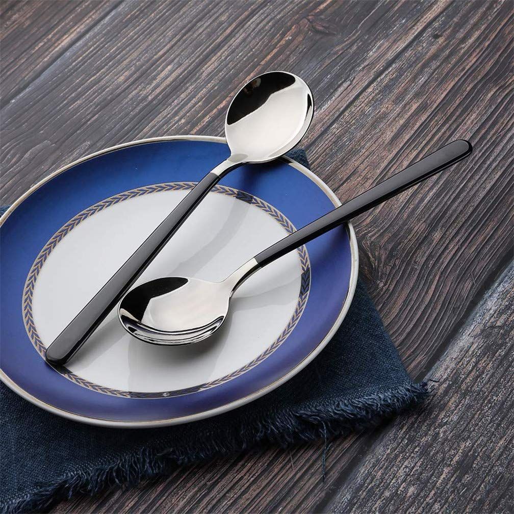 4-Piece Stainless Steel Dinner Spoons with Round Edge, Comfort Long Handle Table Spoon, Mirror Polished Flatware Utensils Dishwasher Safe, for Home Kitchen — image 5