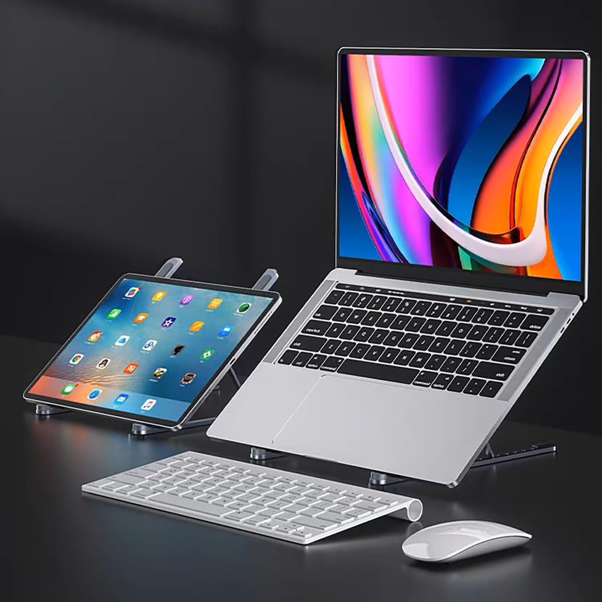 Portable Aluminum Laptop & Phone Stand, Adjustable, Foldable, Ergonomic, iPad, Tablets & Smartphones, Office Desk Accessories — image 2