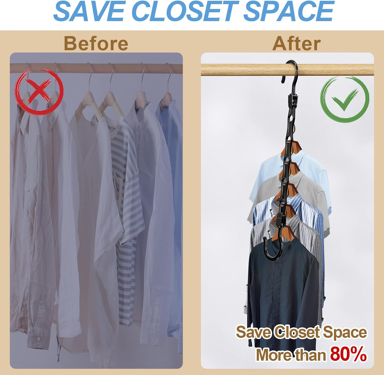 8 Pack Hangers Space Saving Magic Space Saver Storage Smart Plastic Clothes Hanger Organizer Closet Organizers and Storage for Closet Wardrobe Apartment — image 4