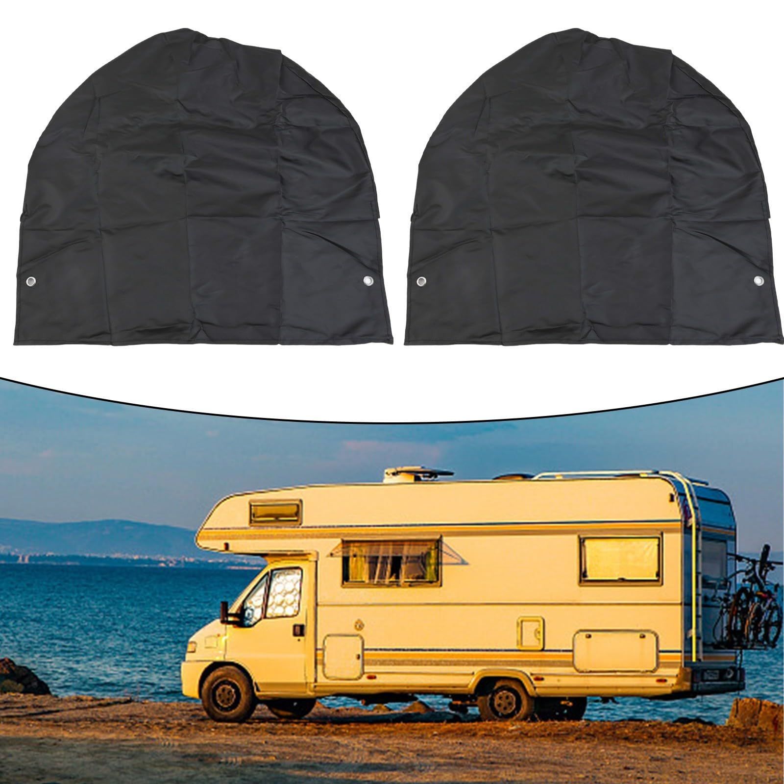 Tire Covers Set of 4 - UV Resistant Trailer Wheel Covers for Camper, SUV, Jeep, Trucks, Trailers and RV, Universal Tire Fits 27"-29" Inch Tire, Black — image 3