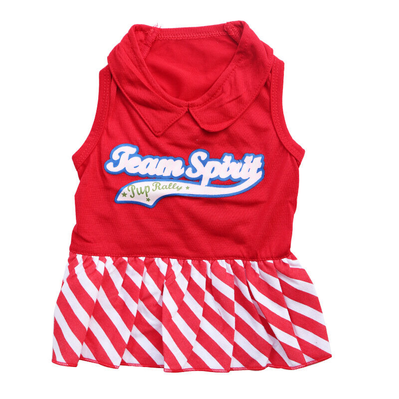 Pet products 2-Piece Dog Summer Dress Set - Team Spirit & SUPER ADORABLE Designs, Red White Stripes & Navy Blue, Peter Pan Collar, Cute Fit for Dogs(XS) — image 3