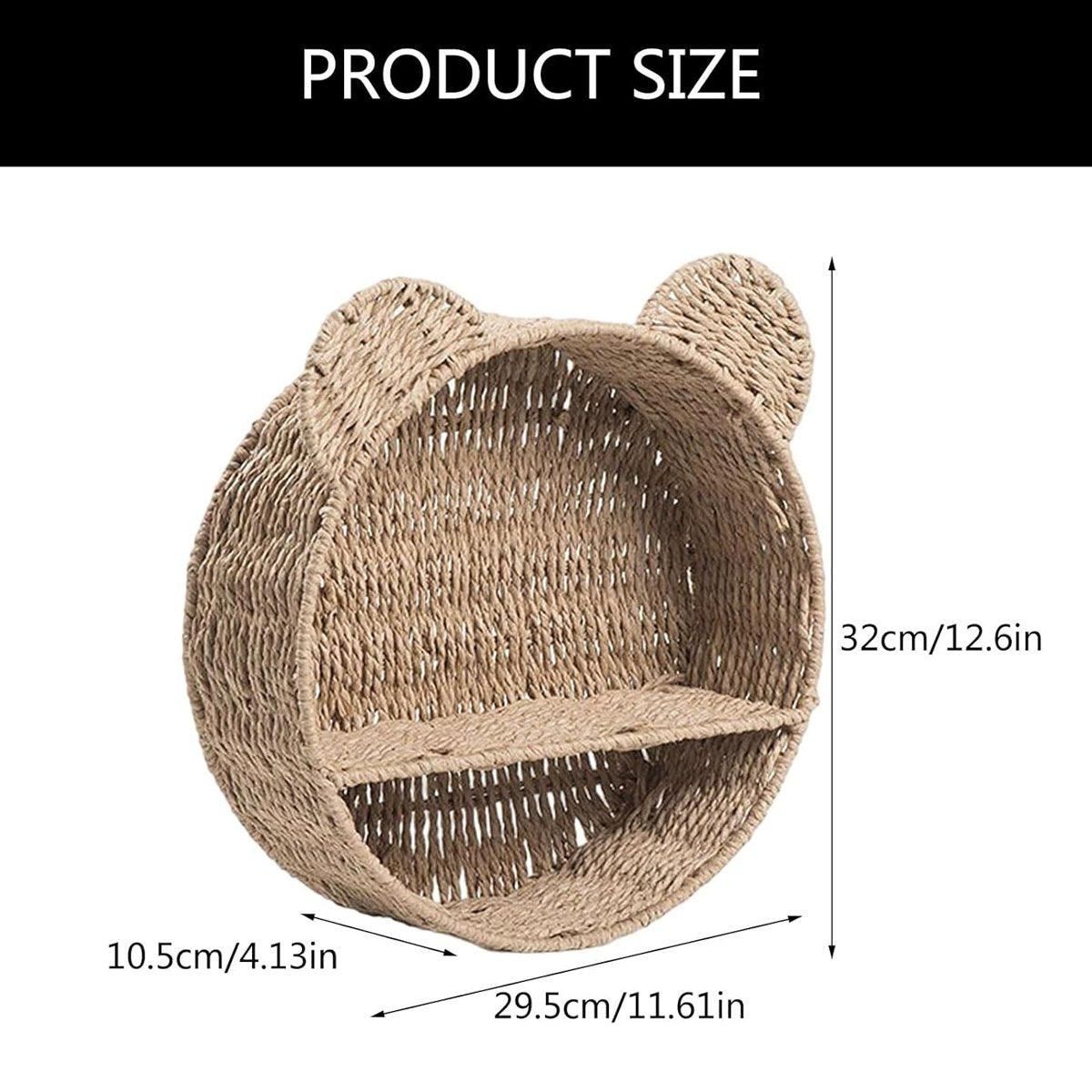 Rattan Storage Basket Wall Mounted Rack Round Plant Display Stand Organizer โ image 3