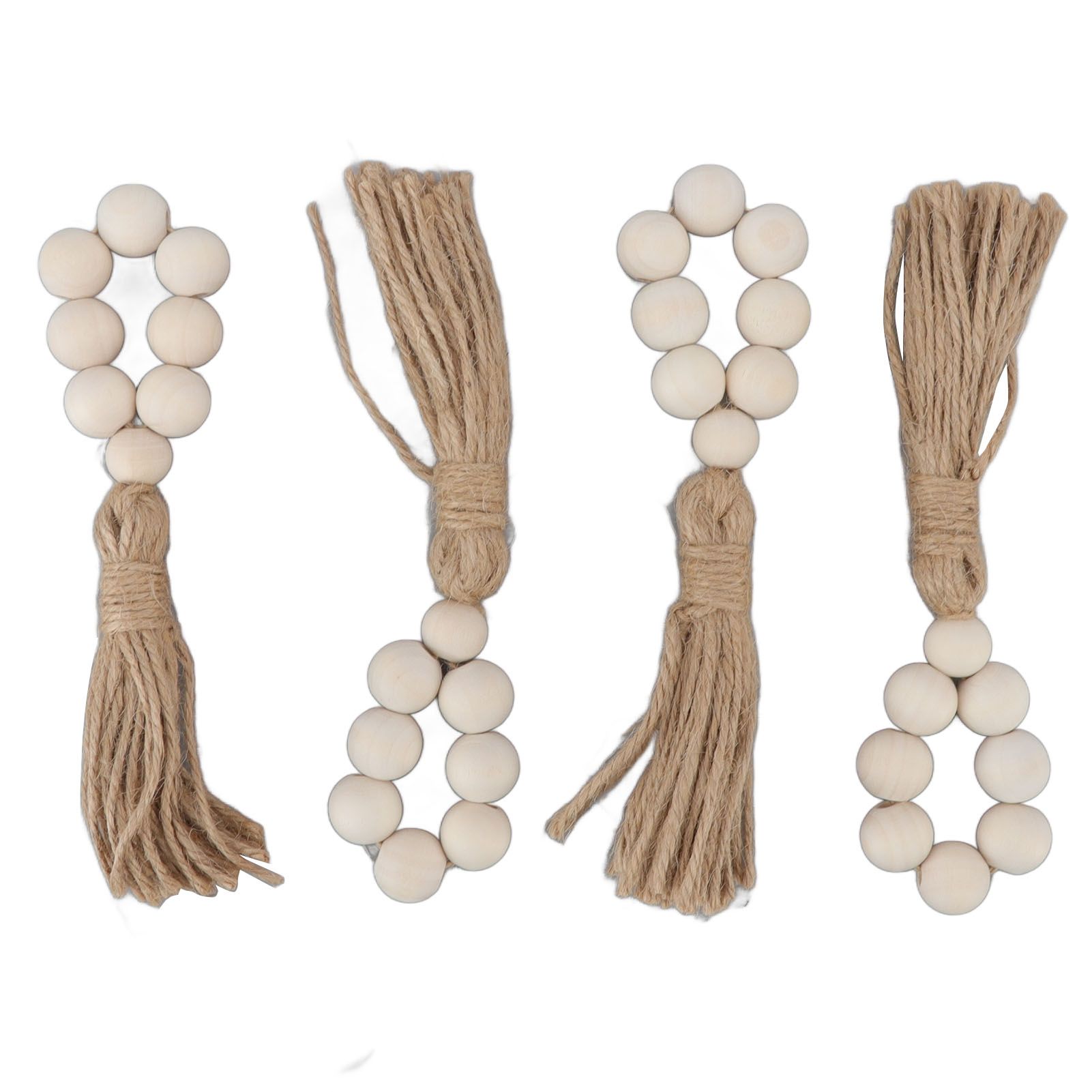 Napkin Ring Decorative Elegant Wood Beads Table Napkin Holder with Tassels for Party Wedding Home 4pcs โ image 3