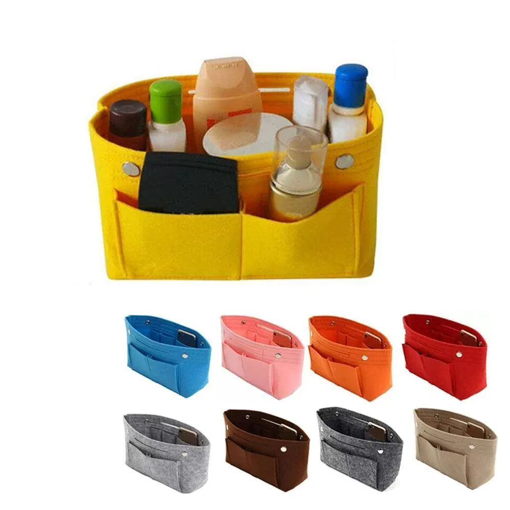 Travel Organiser Handbag Felt Bag Tote Insert Liner Purse Pouch Women 25*16*9Cm - Yellow โ image 3