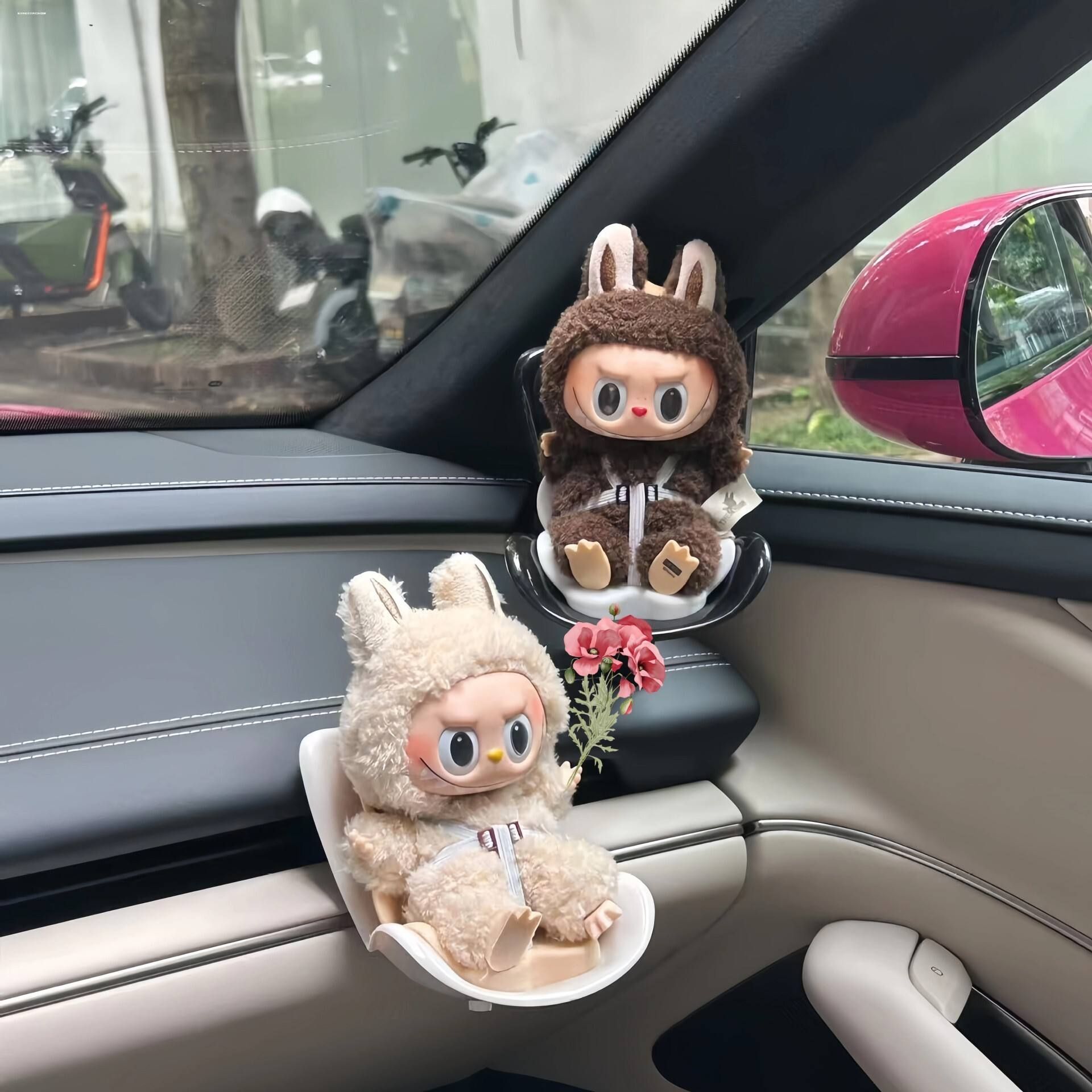 Gray Mini Doll Safety Seat with Magnetic Base, Car Dashboard Plush Toy Holder Decoration โ image 4