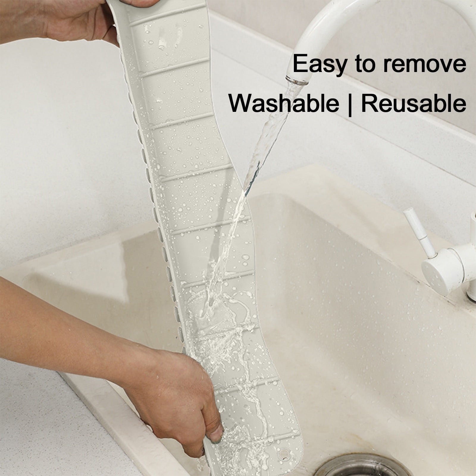 Silicone Sink Splash Guard 19.29X3.54X1.97 Inch Water Splash Guard for Kitchen and Bathroom Kitchen Sink Splash Guard with Suction Cup White β image 5