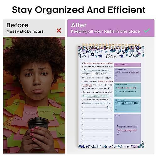 1Pack To Do List Notepad, Undated Daily Planner for Work and Goal Setting Greenery Sway, 52 Sheets, 9.8" x 6.5", Home and school, Daily Task Plannin — image 5