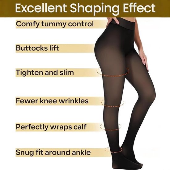 2-Pack Women's Thermal Leggings with Fleece Lining - High-Waisted Faux Sheer Tights - Lightweight - Extra Thick - Warm - Women's Leggings - Size M — image 2
