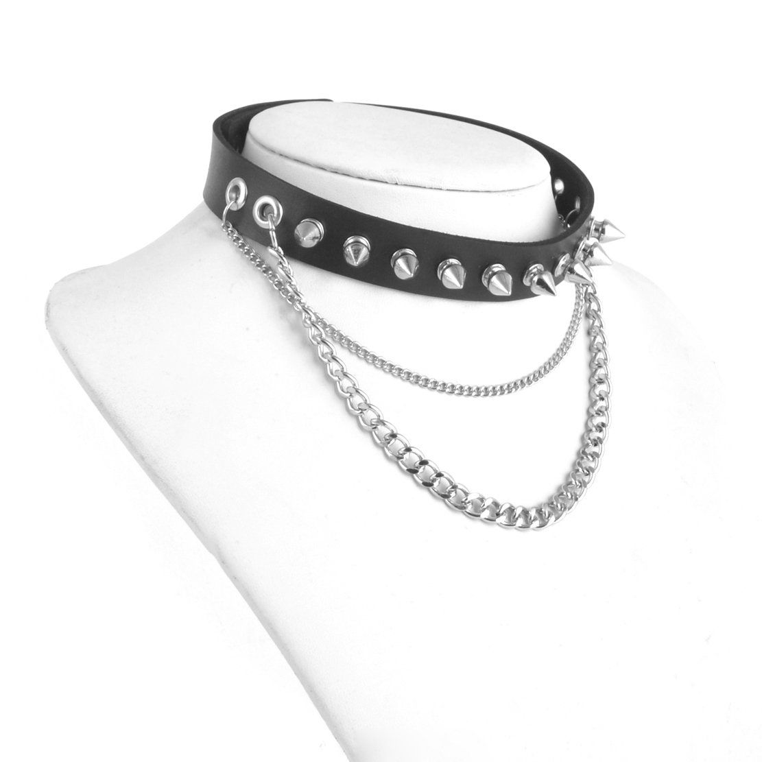 Fashion Women Men Cool Punk Goth Metal Spike Studded Link Leather Collar Choker Necklace for your friends and family — image 2