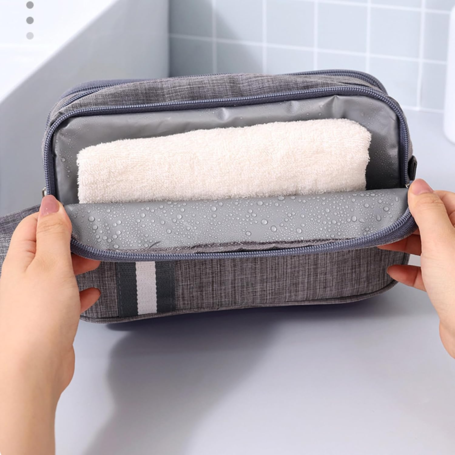 Travel Toiletry Bag, Organizer Mens Bag Dopp Kit Bathroom Shaving Portable Makeup Bags for Accessories(25*10*14cm) โ image 5