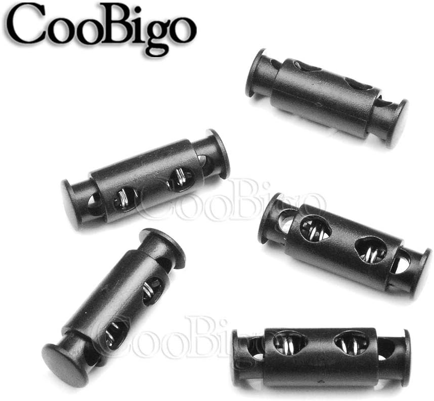 CooBigo 50pcs Cord Lock Ends 3mm Double Hole Fastener Slider Rope Clip Spring Clamp Stopper For DrawStrings Paracord Bag Elastic Rope Parts — image 4