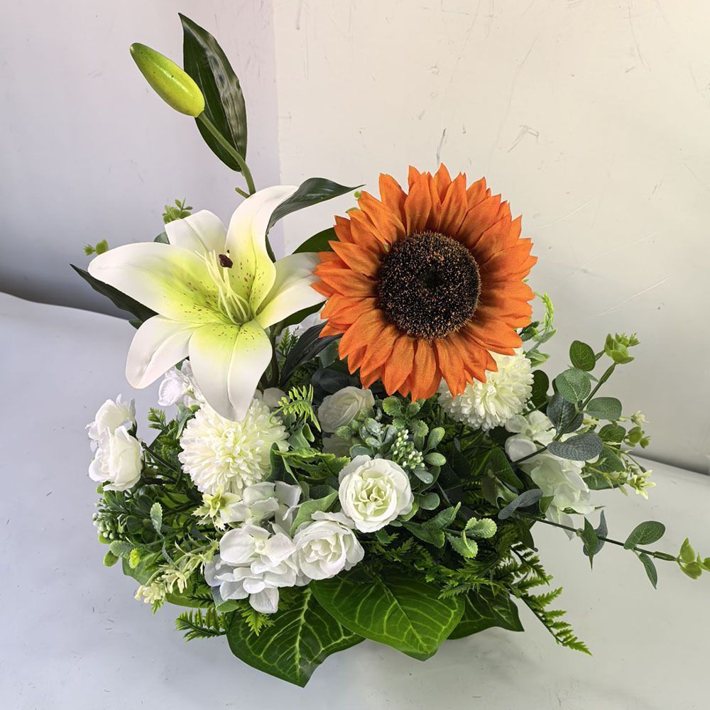 Artificial Flower Arrangement Fake Lilies And Roses Home Decor Accents Garden - Multi-color - Size 23