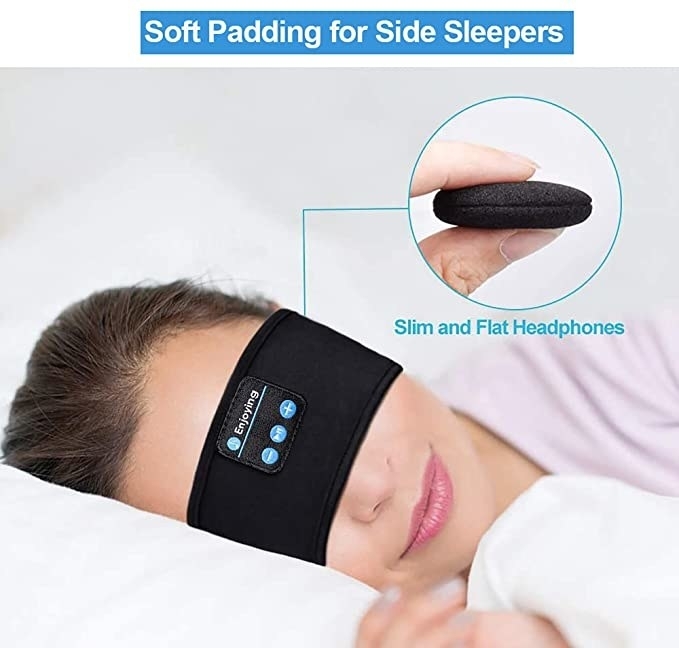 Wireless Headband Headphones Compatible with All Devices for Running Sleeping Music Black — image 4