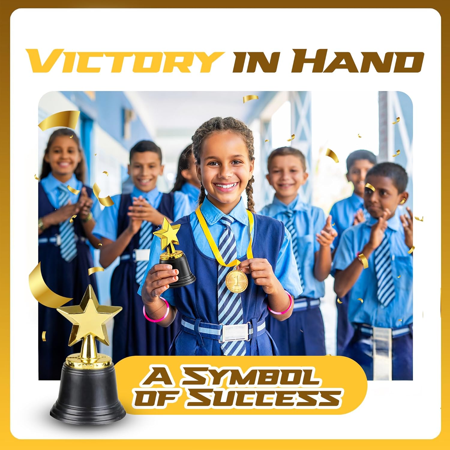 Star Trophy Awards - Pack of 12 Bulk - 4.5 Inch, Gold Award Trophies for Kids Party Favors, Props, Rewards, Winning Prizes, Competitions for Kids and Adults — image 3