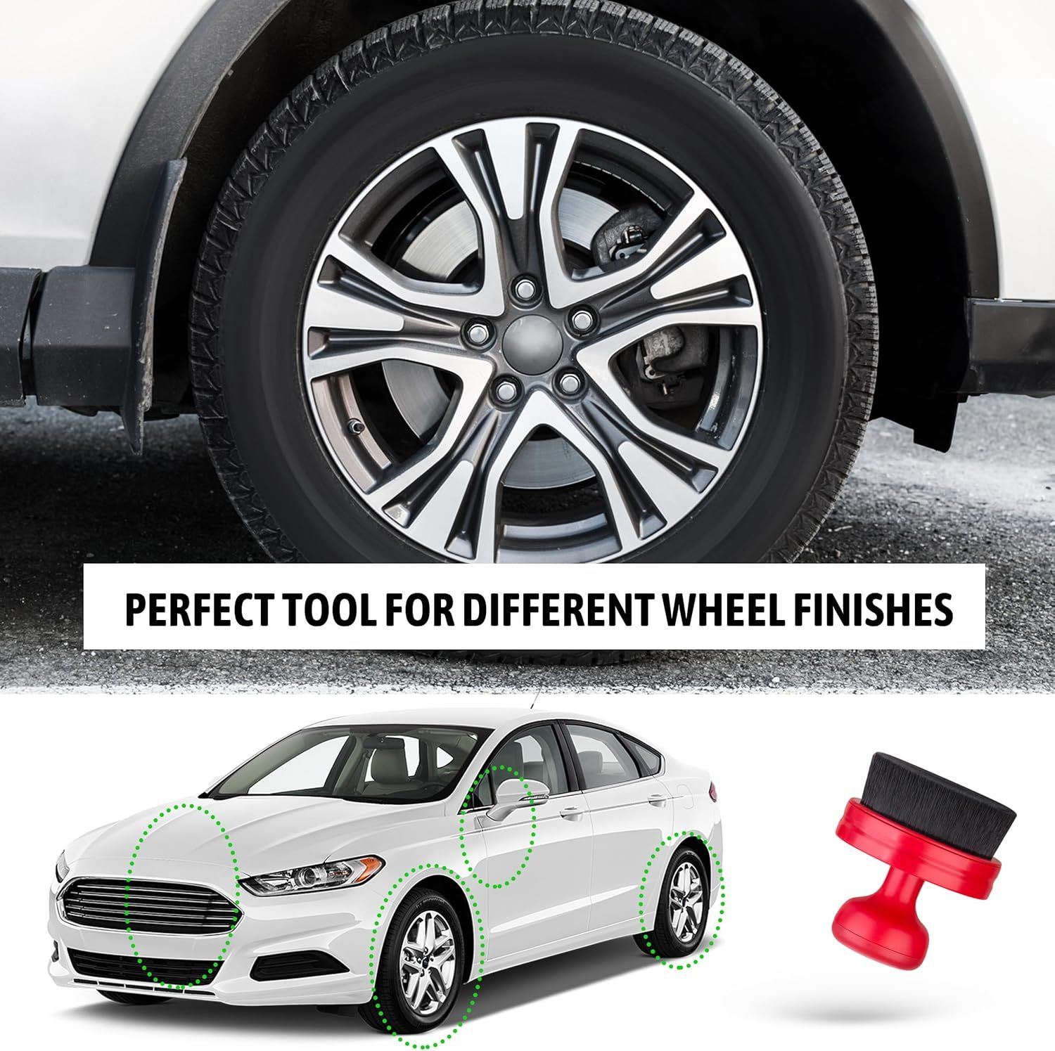 Tire Shine Applicator,Vegan Tire Shine Brush with Stand or Auto Detailing Cleaning Service (Black+Red) — image 5