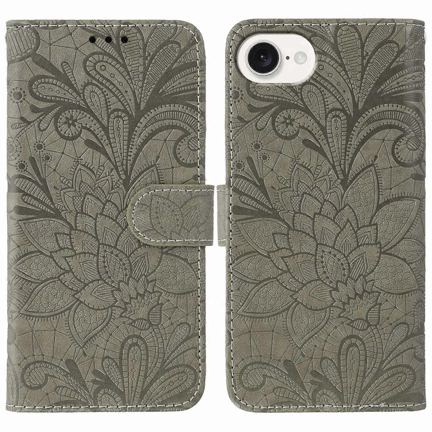 Case for iPhone 16e Lace Flowers PU Leather Flip Wallet Case