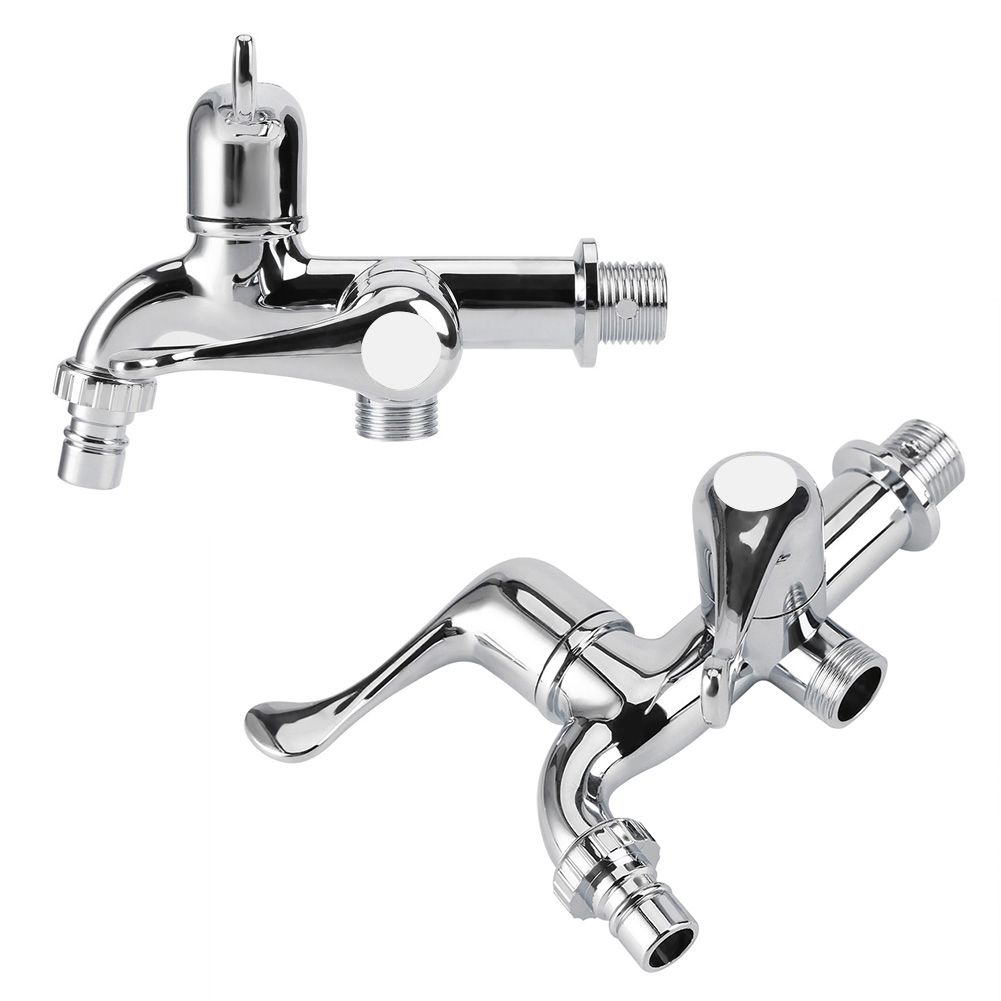 ABS Washing Machine Faucet Sink Basin Water Tap with Double Spout&Handle G1/2 Tail Handle β image 4