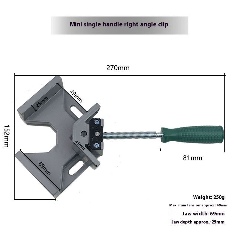 Aluminum Single Handle 90 Degree Right Angle Clamp Woodworking Frame Clip Right Angle Folder Tool — image 5