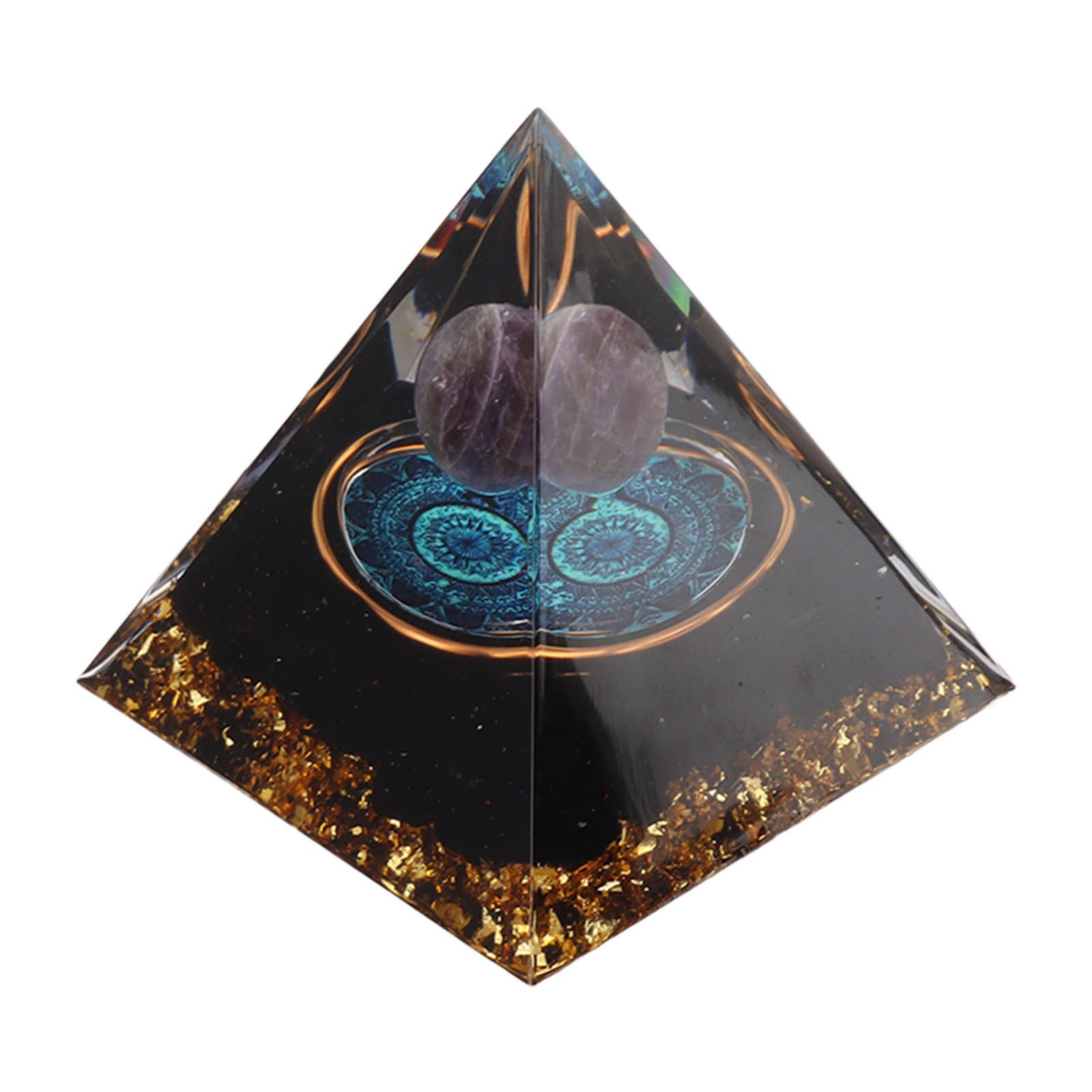 Crystal Epoxy Pyramid Decoration Hand Made 6cm Home Pyramid Desktop Ornament for Positive Energy — image 5