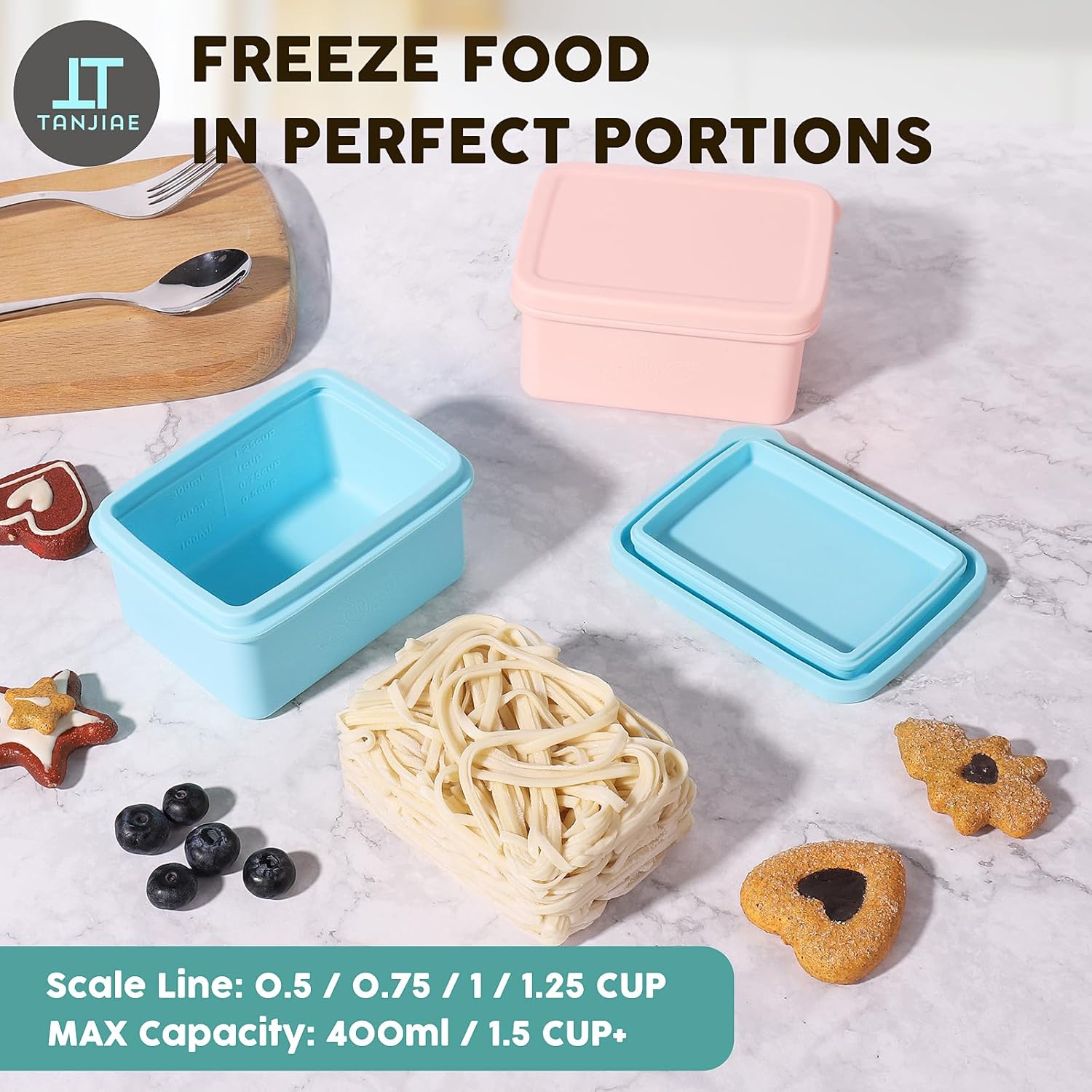 Silicone Snack Containers for Kids, Leak Proof Microwavable Small Lunch Box Containers with Lids for Toddlers, 1 Cup BPA Free Freezer Molds for Soups/Baby Food — image 4
