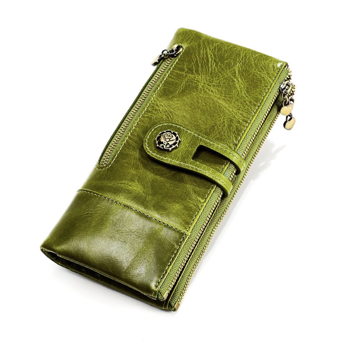 women's leather wallet, anti-skimming wallet, retro style wallet, Korean fashion wallet, long wallet for women, ladies accessory, RFID blocking wallet, genuine — image 5