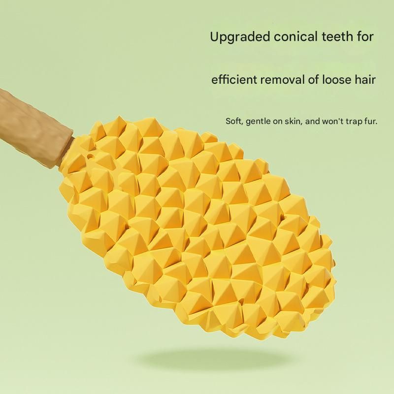 2-piece yellow Pet Durian Massage Grooming Brush - TPR Double-Sided Deshedding Comb for Cats Dogs - Gentle Pet SPA Grooming Tool — image 3