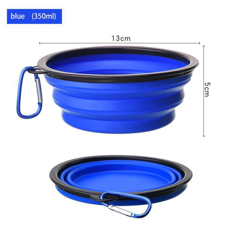 Foldable Travel Water Dish, X-large Portable Collapsable Traveling Bowls with Carabiner for Dogs Walking, Hiking (Blue) โ image 4