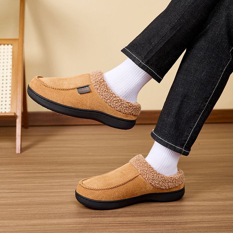 Men's Suede Slippers with Fleece Trim - Blue - Size 8(AU8/EU41) — image 2