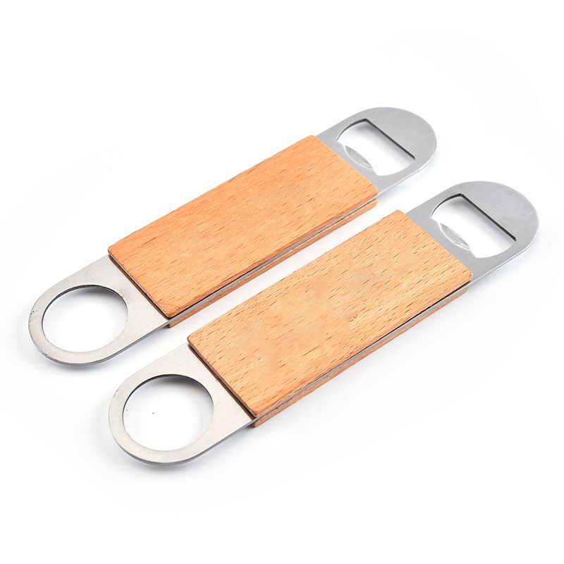 Bottle Opener,2pcs - Stainless Steel Beer Bottle Opener with Wooden Handle, Bartender Flat Beer Opener for Bar,Kitchen,Restaurant — image 2