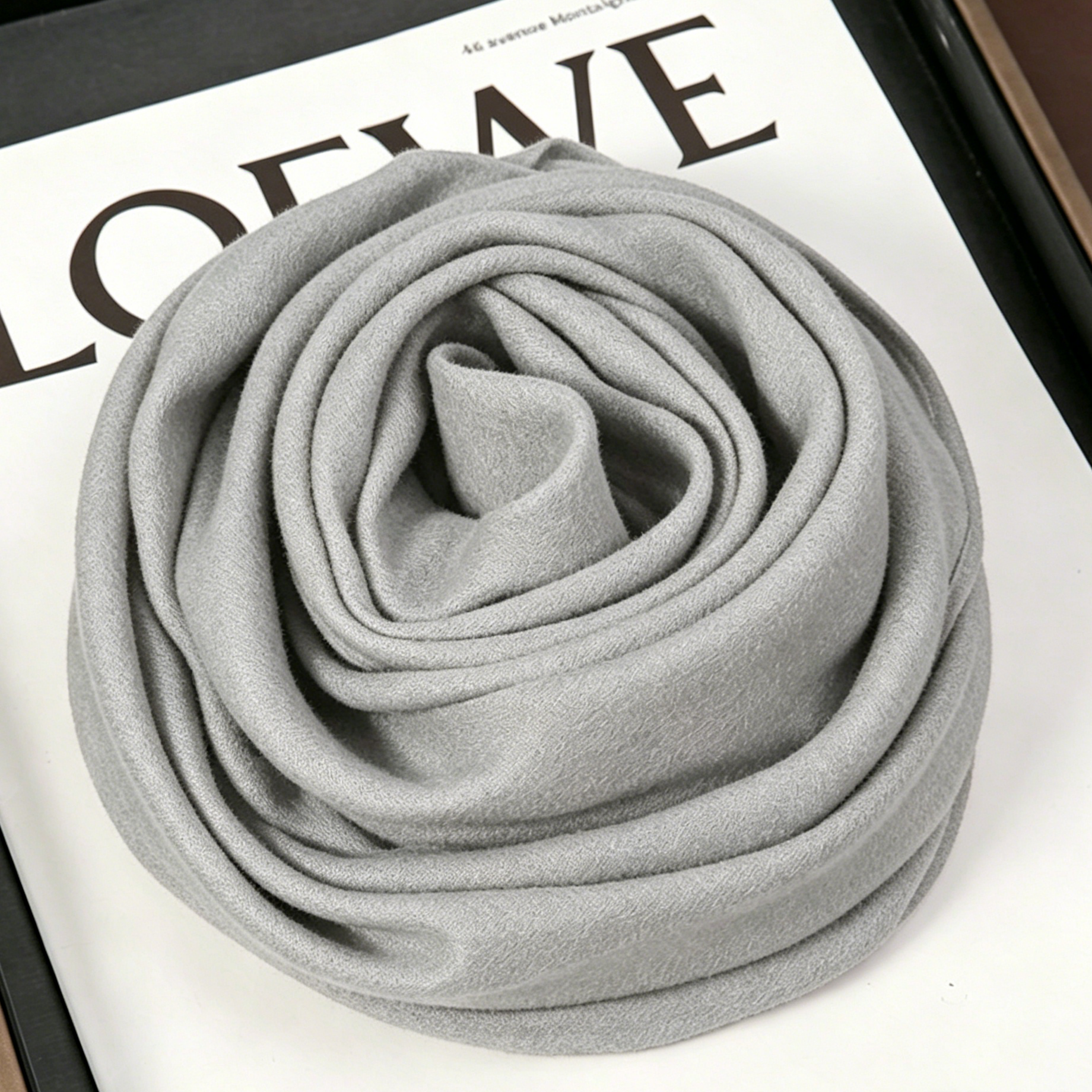 Grey 90 x 90cm Women Solid Colour Square Scarf - Lightweight Polyester Head Scarf and Shawl Wrap, Soft Casual Neck Scarf for Travel, Hair Styling and Everyday โ image 2