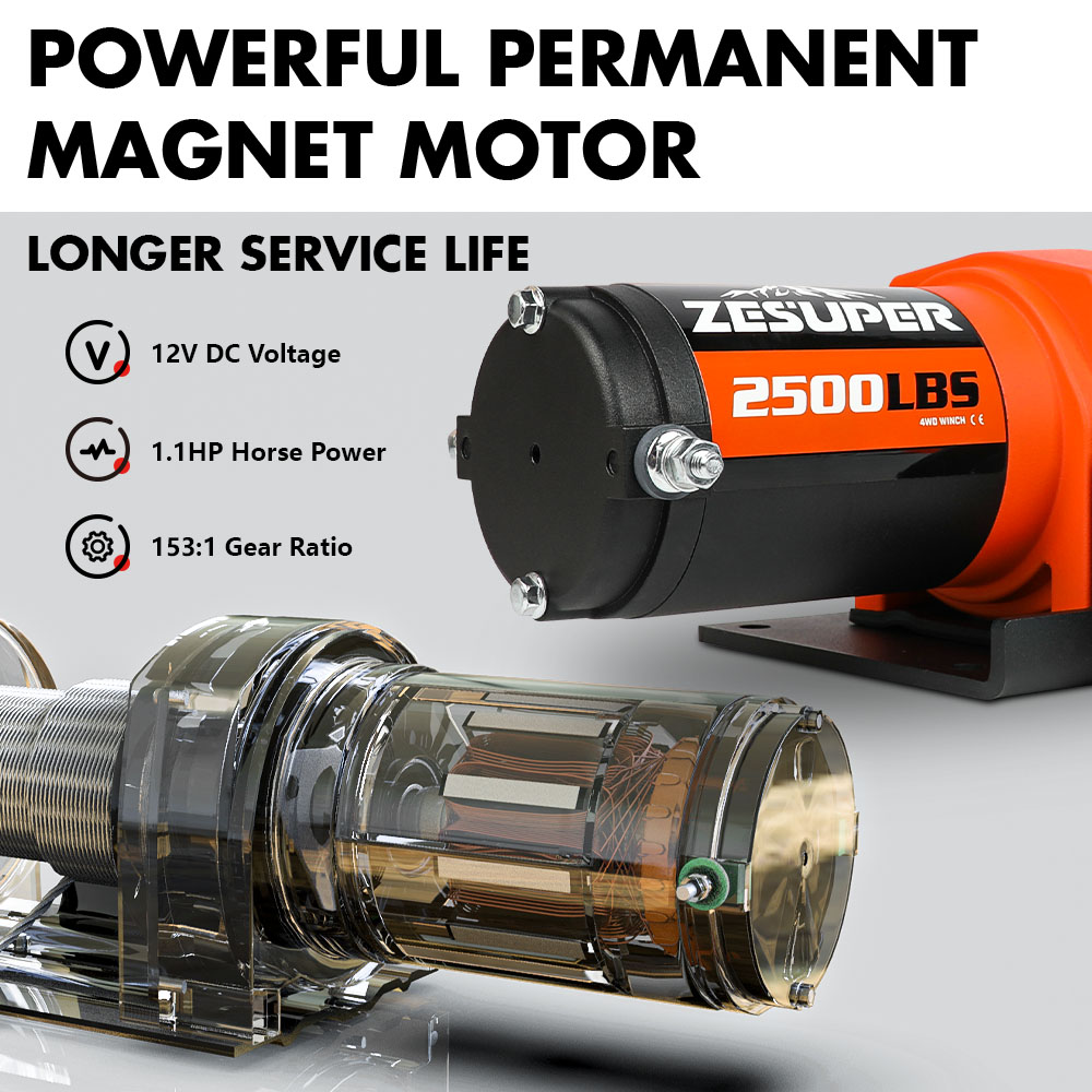 2500LBS Electric Winch Wireless Remote Synthetic Rope Wireless Remote ATV UTV BOAT — image 3