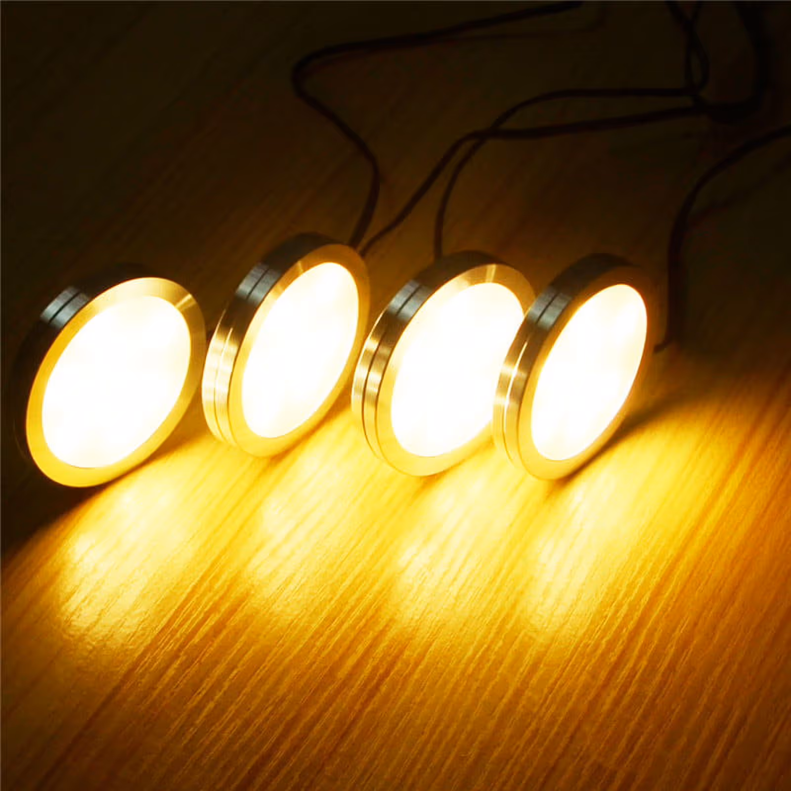 Under Cabinet LED Puck Lights, Slim Aluminum Round Flat LED Lights 2W 12V DC Hardwired 30cm Wire, Warm White 2700K, Ideal for Kitchen Counter, Closet, RV β image 3