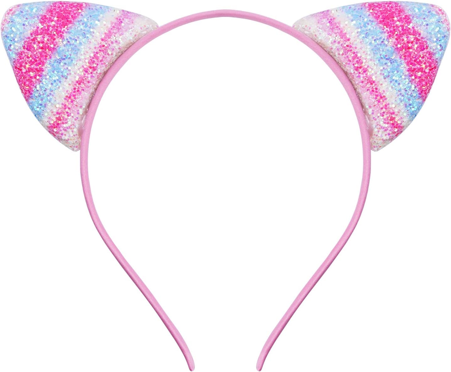 10pcs Cat's ears (Steamed cat-ear shaped bread) hair band, candy color onion powder sequins thin head band, lovely princess hair clip hair accessories โ image 2