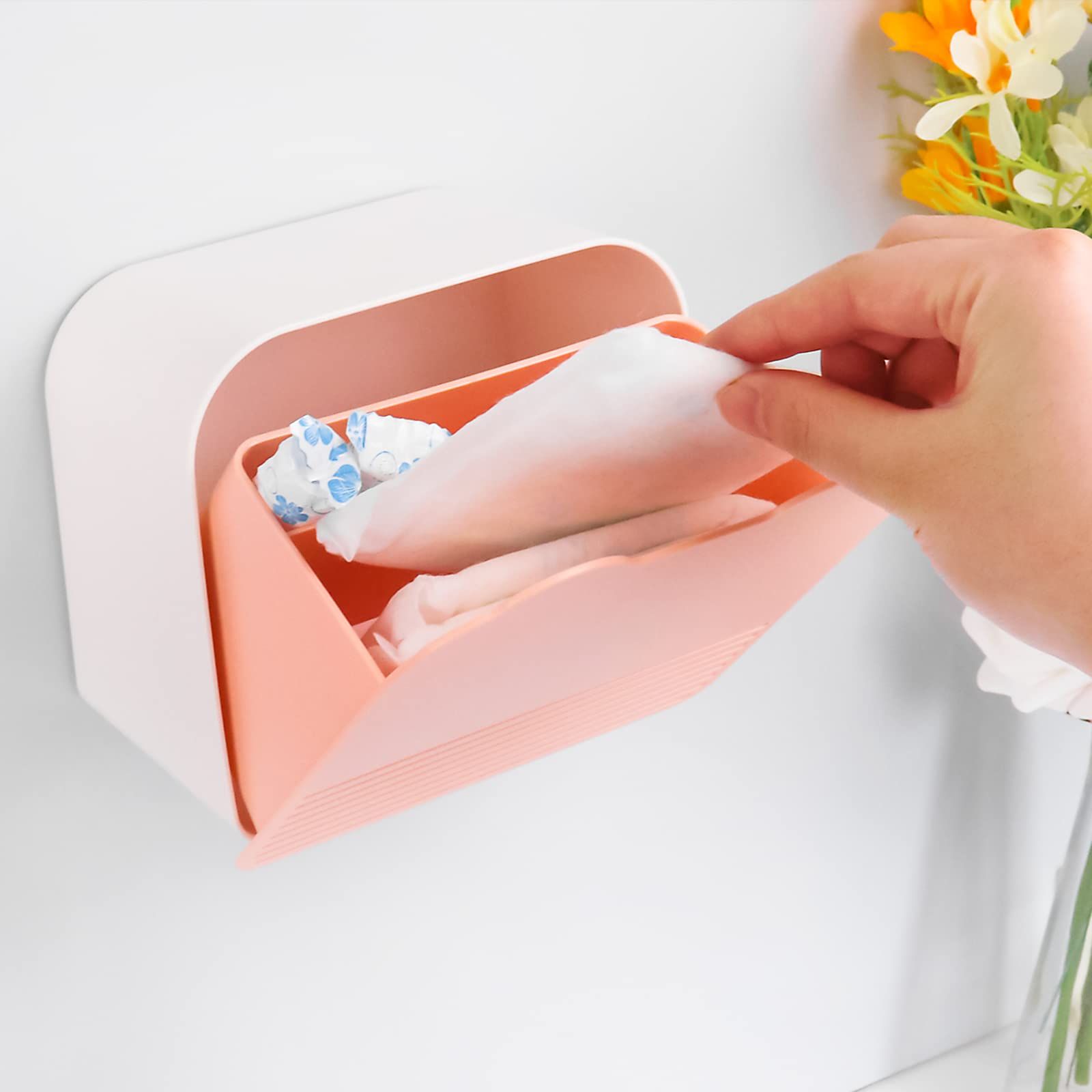 Sanitary napkin storage box wall mounted miscellaneous storage rack basket wall mounted bracket rack storage box compartment โ image 3