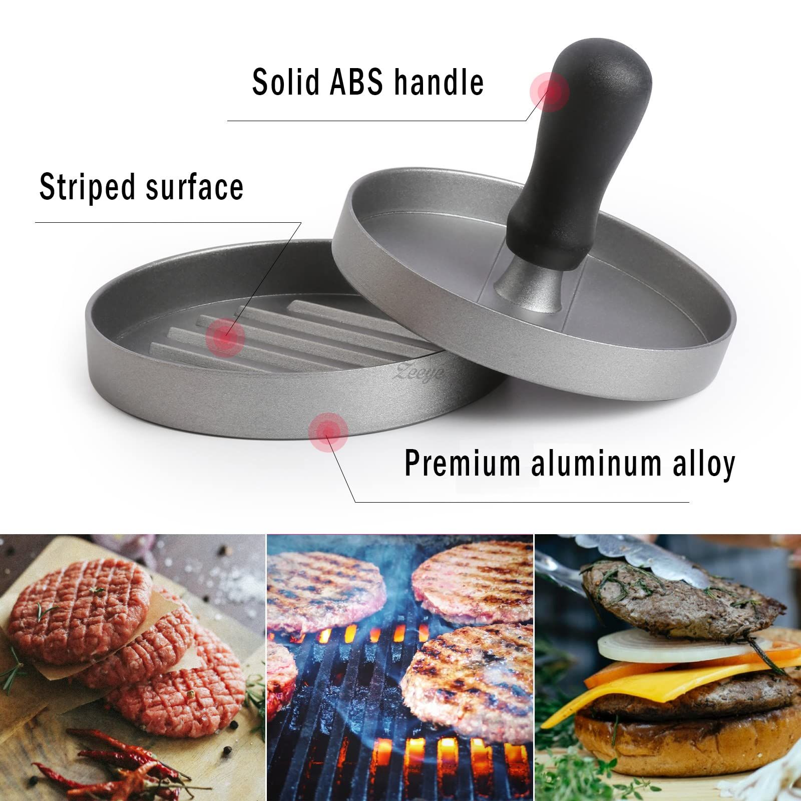 Burger Press Hamburger Press Patty Maker with 100 Patty Papers Aluminum Hamburger Mold Non-Stick, BBQ Grill Accessories Kitchen โ image 5