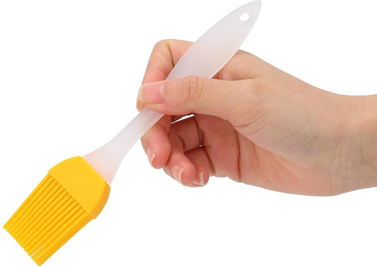 Silicone Baking Brush - Grease Brush - Baking Brush - Marinade - BBQ - Yellow / White