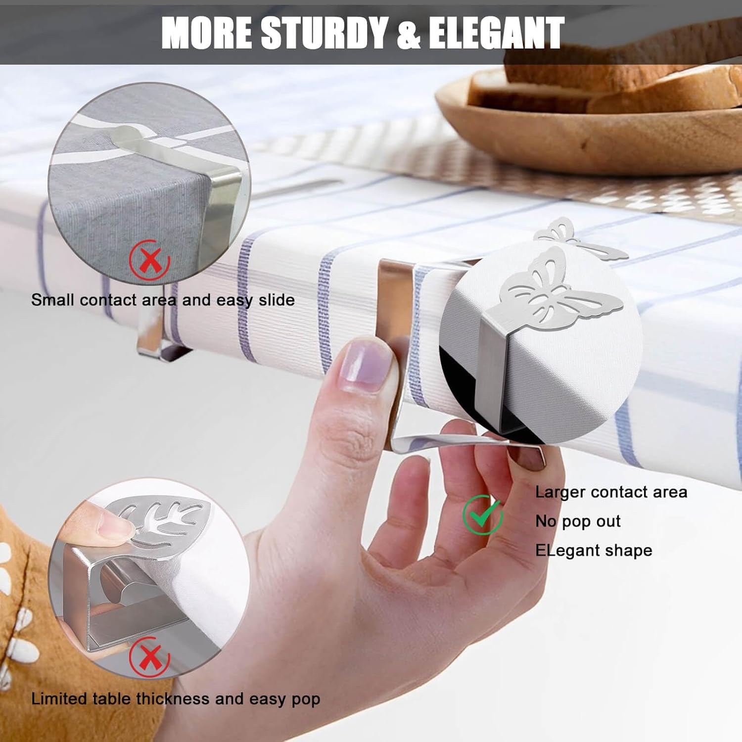 10-pack Tablecloth Clips for Thick Outdoor Tables, Butterfly Tablecloth Clip for Indoor Picnic Tables, Heavy Duty Stainless Steel Clip for Party W — image 3