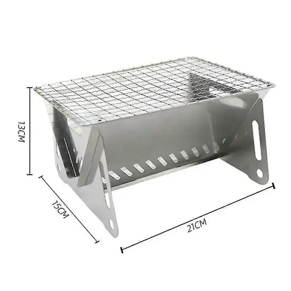 1 Piece Stainless Steel BBQ Grill Net, Portable Cooking Grate for Camping, Picnics and Hiking, Silver, 21.5 × 15 cm — image 2