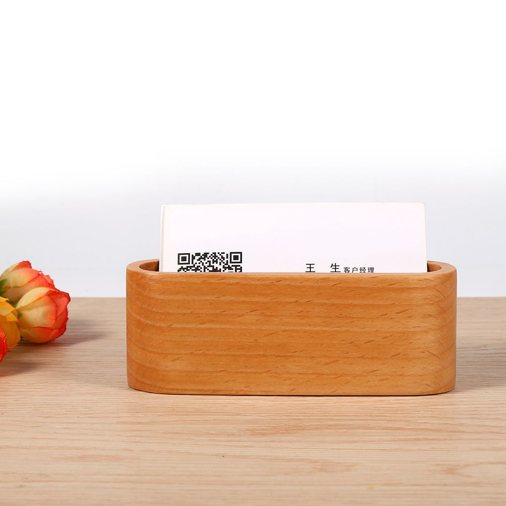 1Pc Creative Wooden Business Card Holder Case Storage Box Organizer Office Desktop Ornaments โ image 5