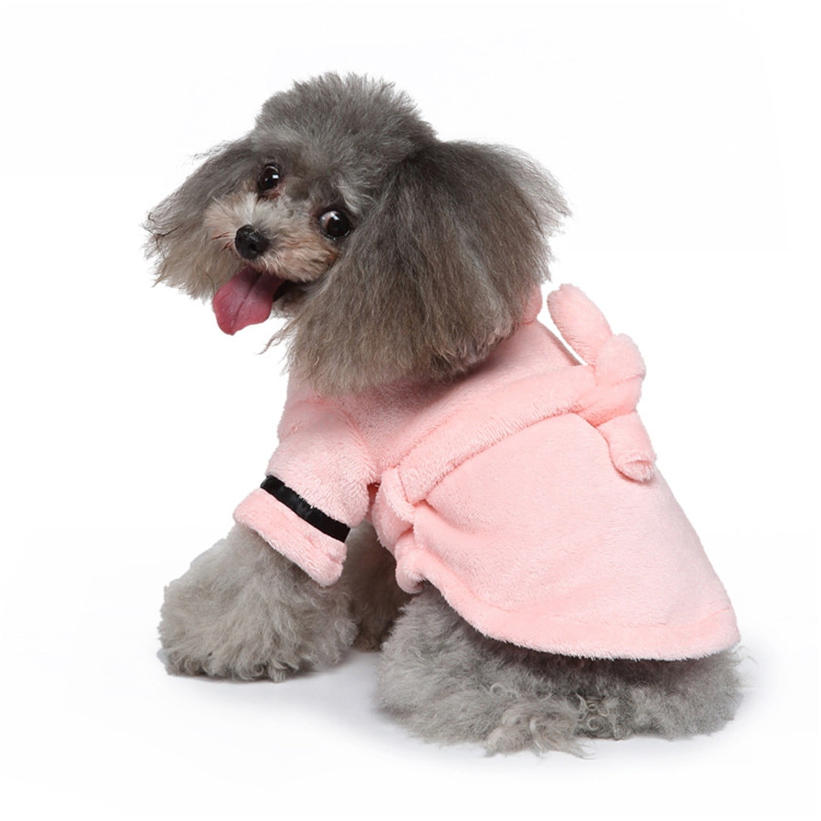Pet Bathrobes, Pajamas ! Dog Cat Bathrobe Pet Clothes Hotel Bath Towel Pet Bathrobe Nightgown Pajamas (Army Green, L) M Pink — image 4