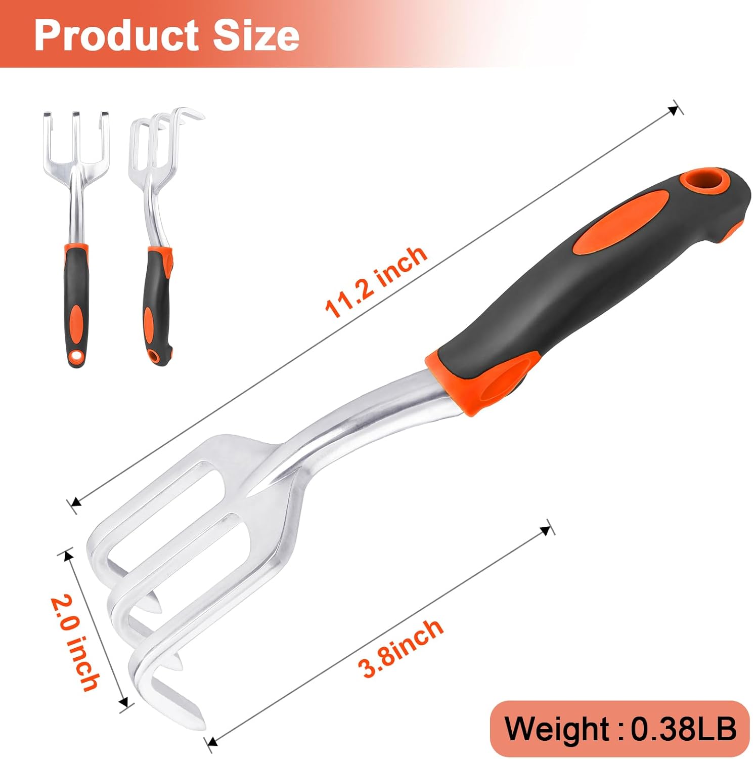 Garden Shovel Garden Hand Trowel, Heavy Duty Hand Shovel with Ergonomic Handle + Hand Rake Garden Tool, Heavy Duty Hand Cultivators for Gardening, Small Garden — image 6
