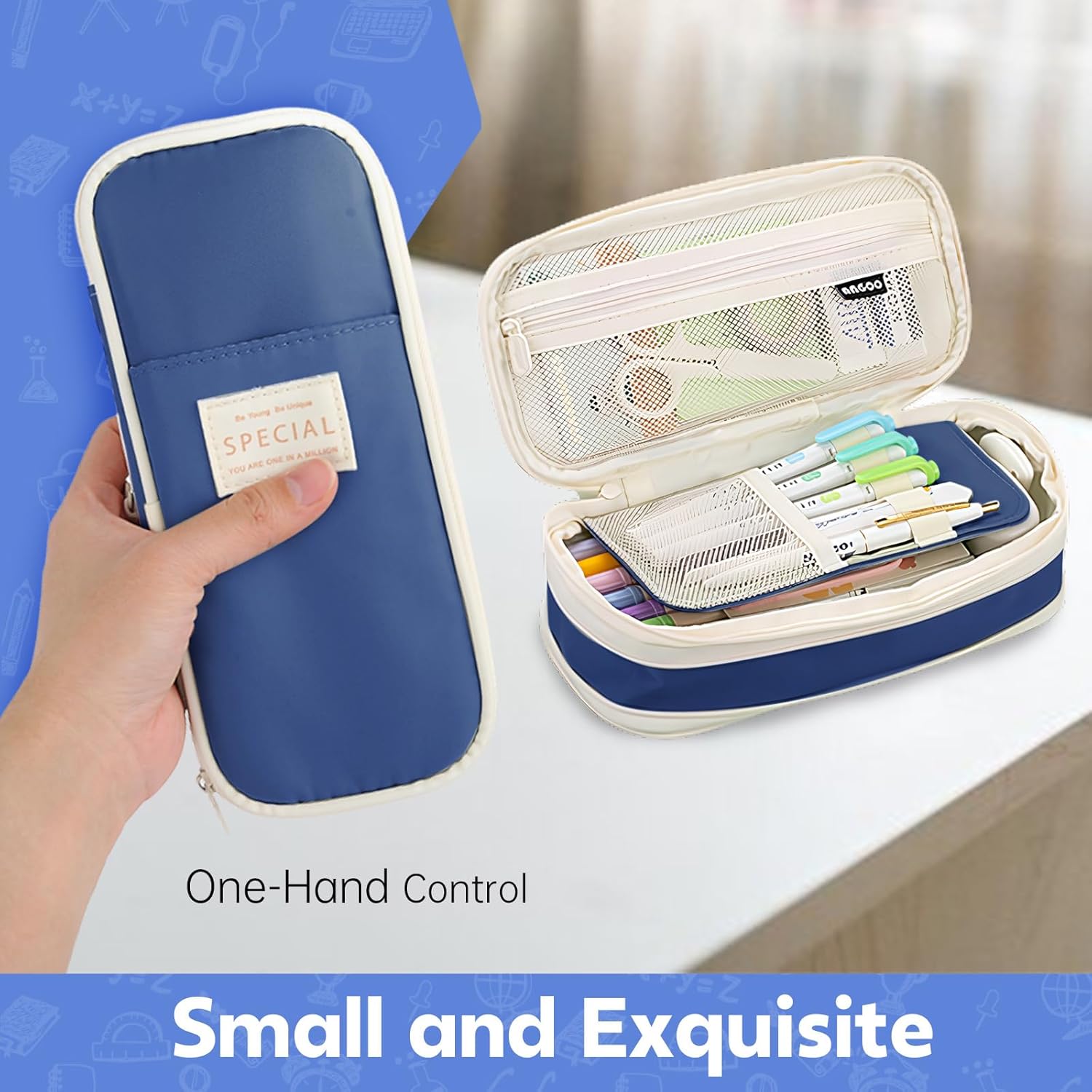 Pencil Case, Large Capacity Aesthetic Pen Cases with Durable Zipper, Big Stationery Pencil Pouch for Women & Men — image 6