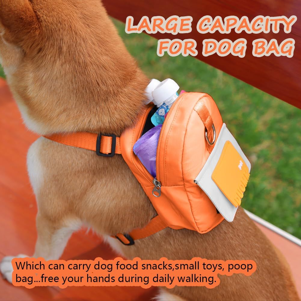 Dog Backpack for Small Dogs to Wear, Cute Pet Puppy Harness Backpacks with Leash Adjustable Dog Self Carrier Bag (S, Orange) โ image 4
