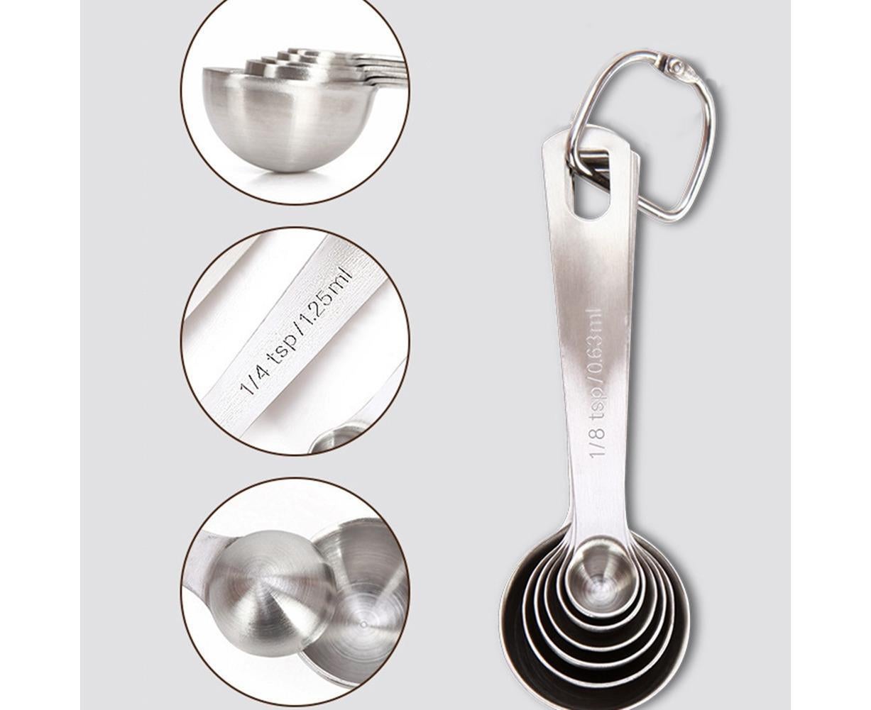 6Pcs Stainless Steel Measuring Spoons Set Measure Baking Coffee Kitchen Tool — image 5